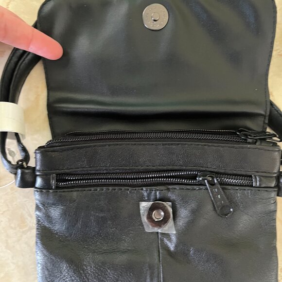 NWT Michael Michelle Black Leather Mini Crossbody Purse Made in USA - Picture 6 of 8